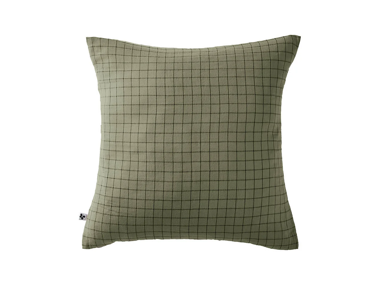 OUREA MOTIF - Taie d'Oreiller 60x60cm Gaze de Coton Romarin à Petits Carreaux
