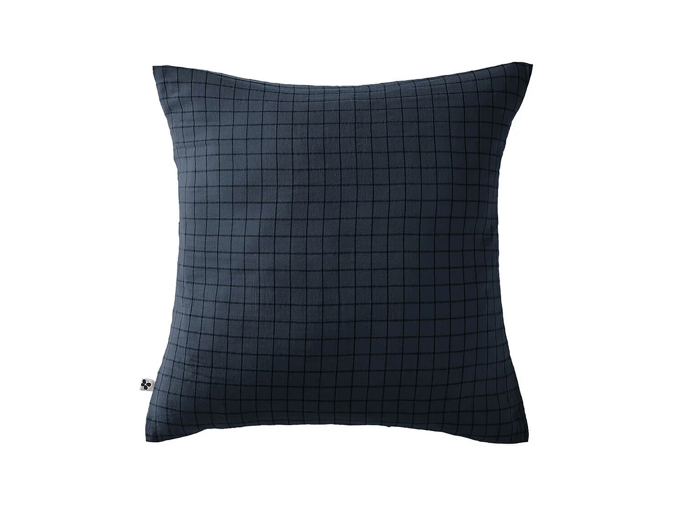 OUREA MOTIF - Taie d'Oreiller 60x60cm Gaze de Coton Minuit à Petits Carreaux
