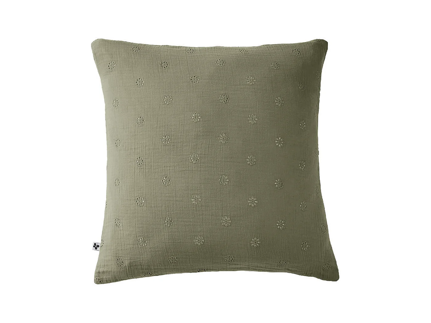 OUREA MOTIF - Taie d'Oreiller 60x60cm Gaze de Coton Romarin à Fleurs Ajourées
