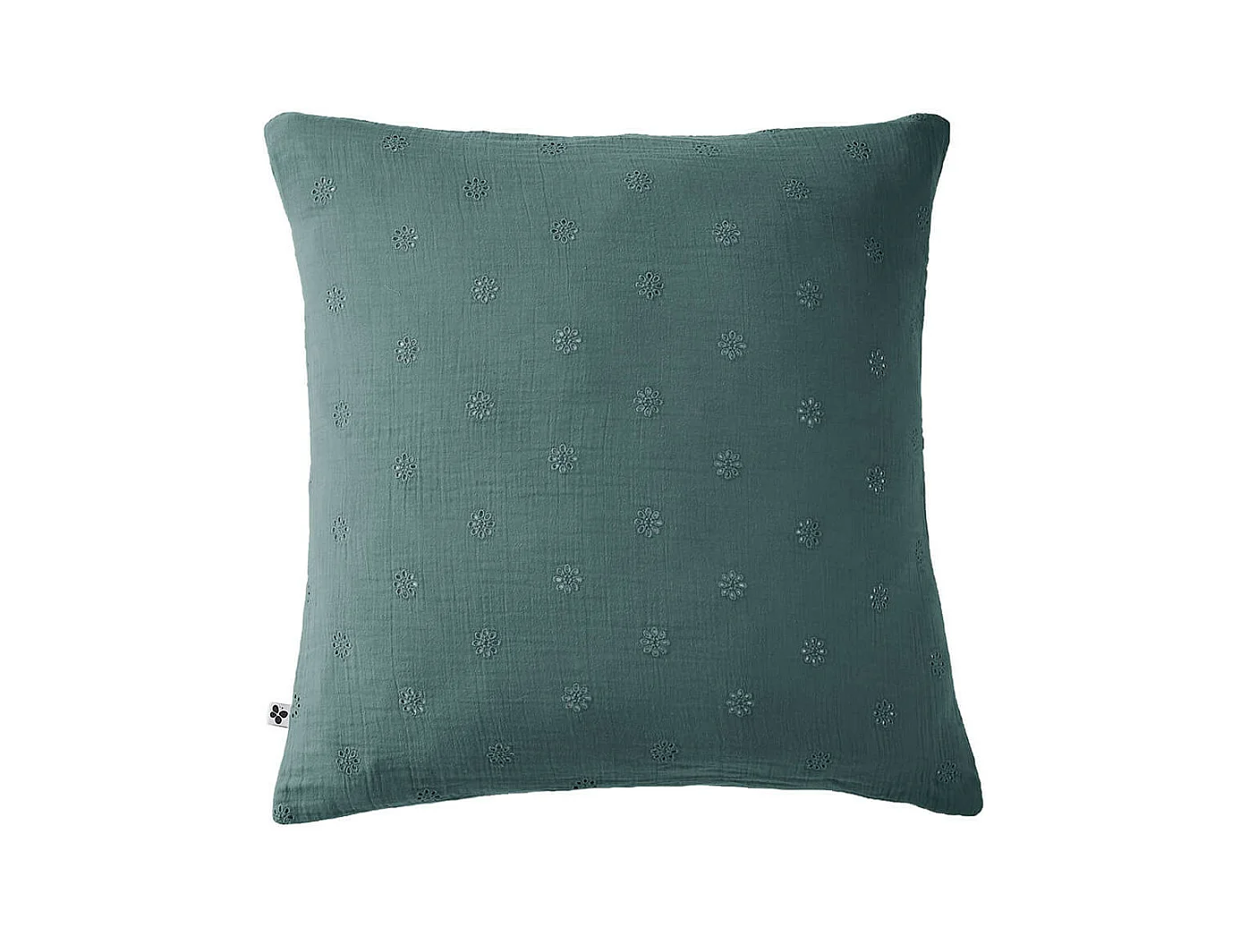 OUREA MOTIF - Taie d'Oreiller 60x60cm Gaze de Coton Canard à Fleurs Ajourées