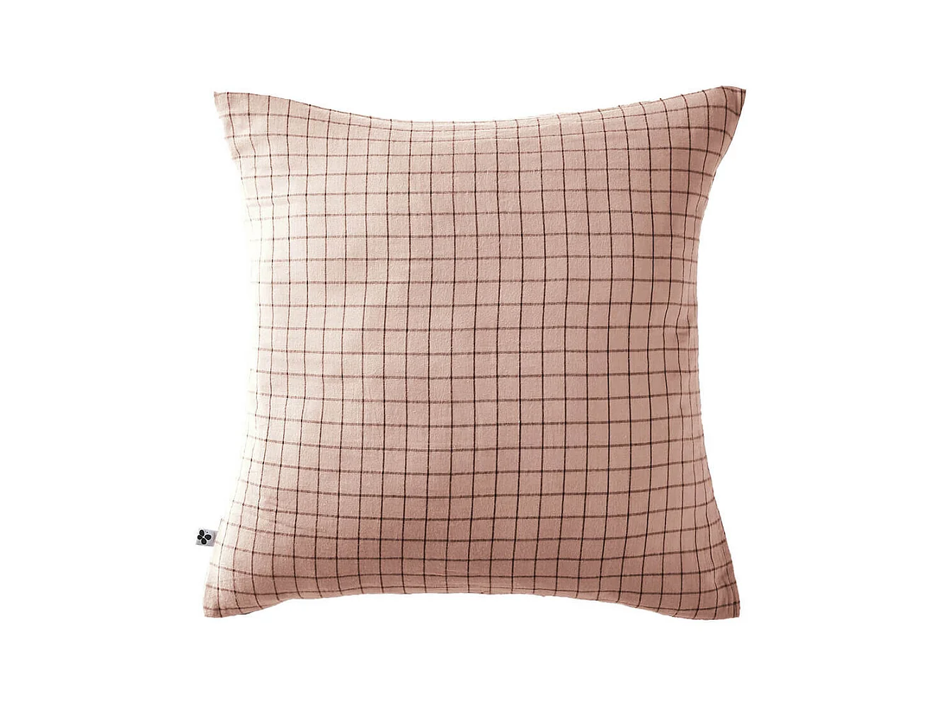 OUREA MOTIF - Taie d'Oreiller 60x60cm Gaze de Coton Guimauve à Petits Carreaux