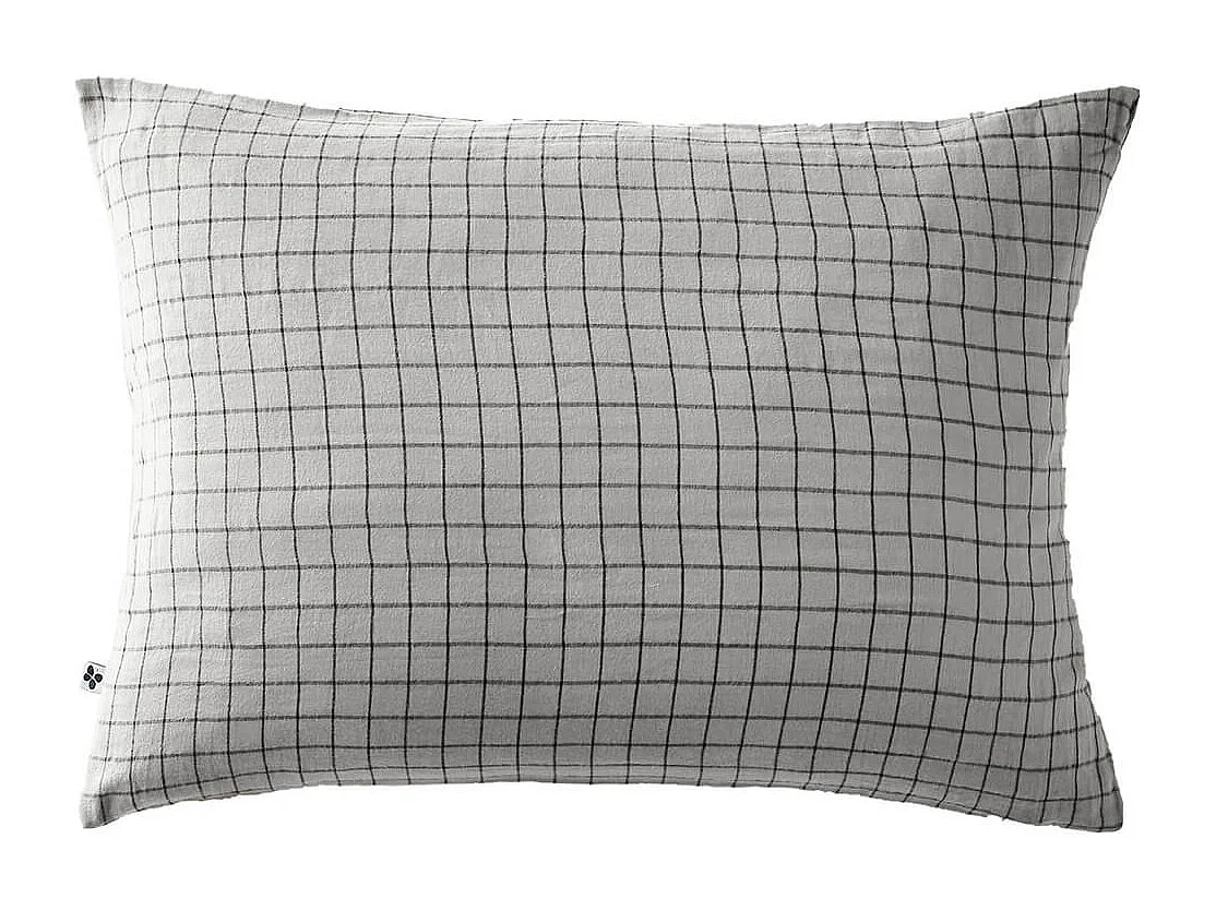 OUREA MOTIF - Taie d'Oreiller 50x70cm Gaze de Coton Nuage à Petits Carreaux