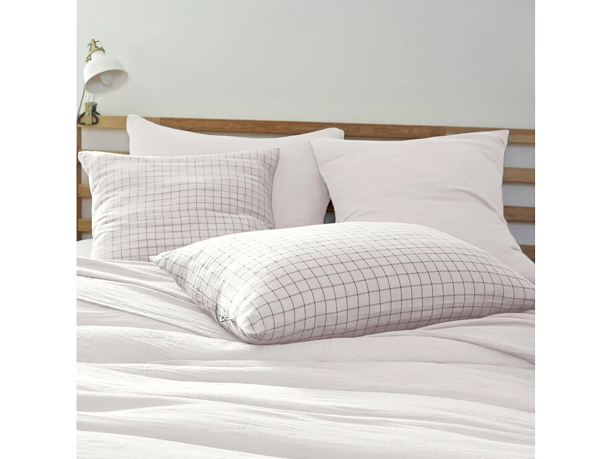 OUREA MOTIF - Taie d'Oreiller 60x60cm Gaze de Coton Chantilly à Petits Carreaux