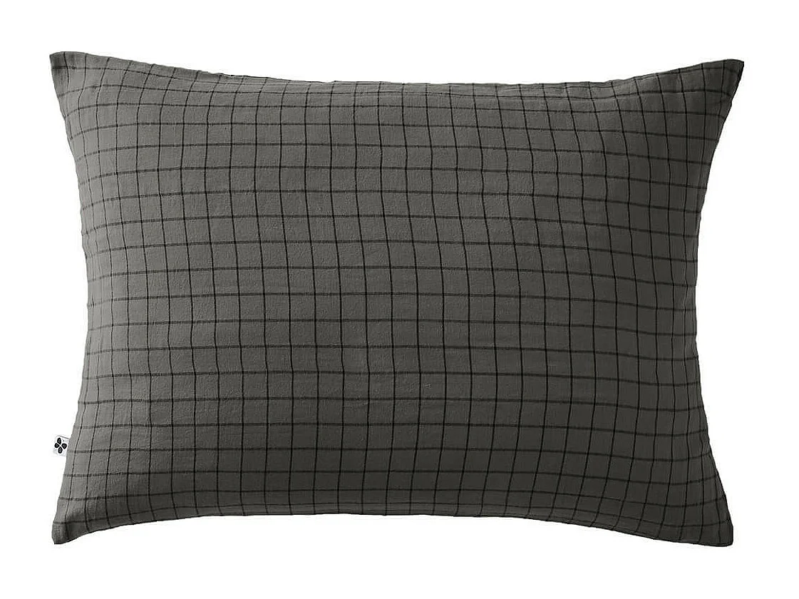 OUREA MOTIF - Taie d'Oreiller 50x70cm Gaze de Coton Granit à Petits Carreaux