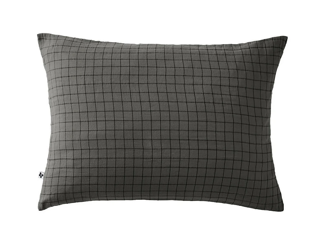 OUREA MOTIF - Taie d'Oreiller 50x70cm Gaze de Coton Granit à Petits Carreaux