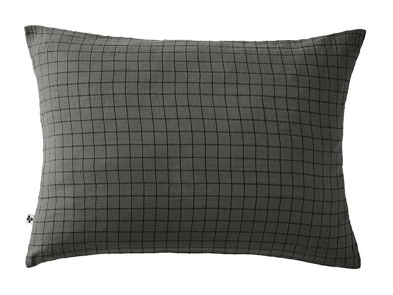 OUREA MOTIF - Taie d'Oreiller 50x70cm Gaze de Coton Granit à Petits Carreaux