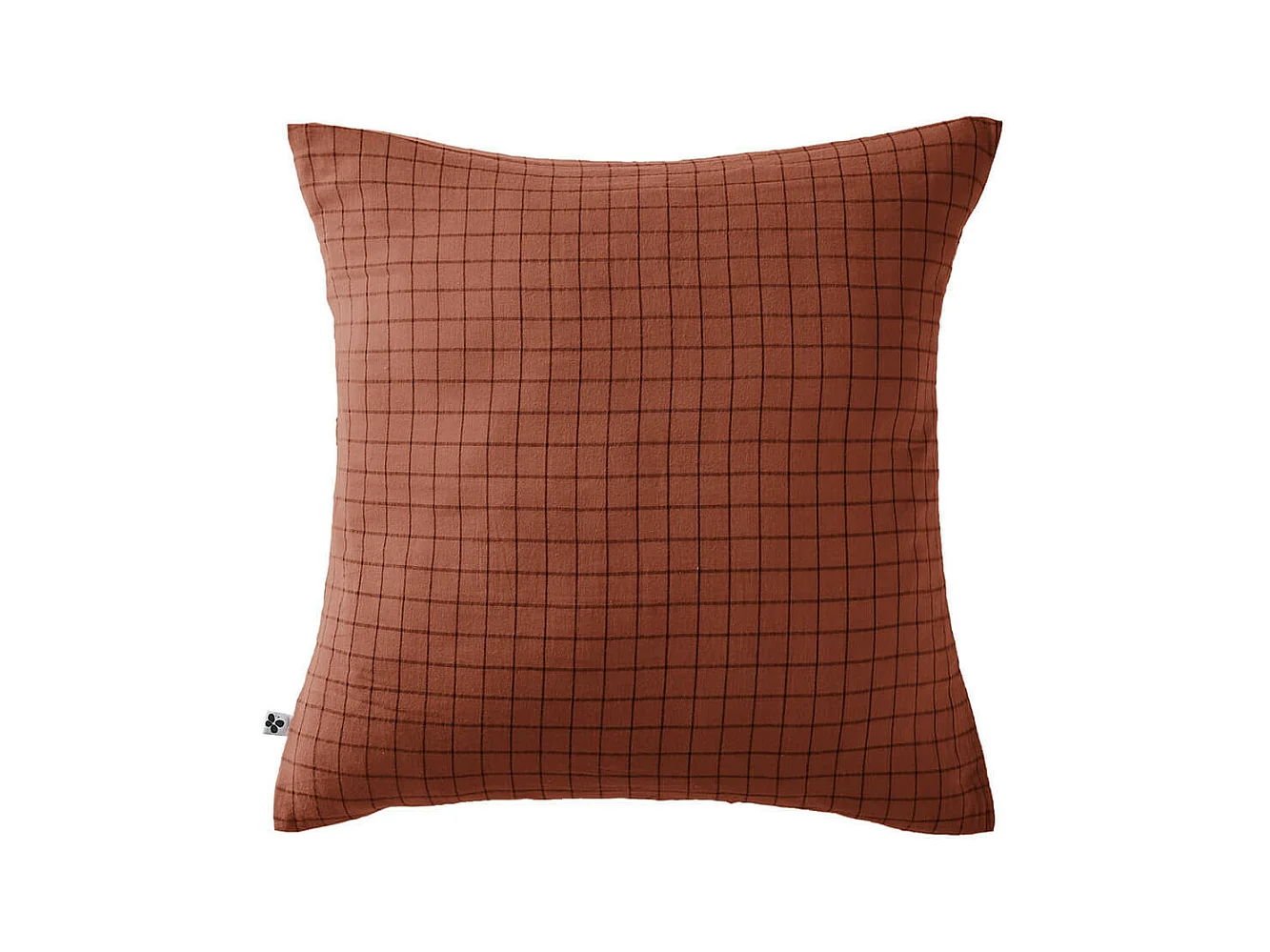 OUREA MOTIF - Taie d'Oreiller 60x60cm Gaze de Coton Terracotta à Petits Carreaux