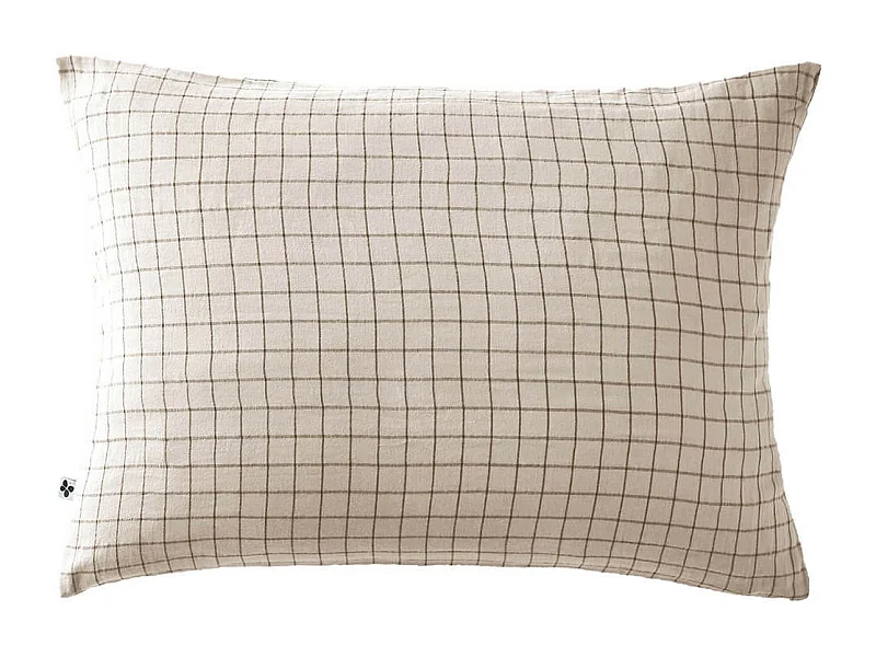 OUREA MOTIF - Taie d'Oreiller 50x70cm Gaze de Coton Pampa à Petits Carreaux