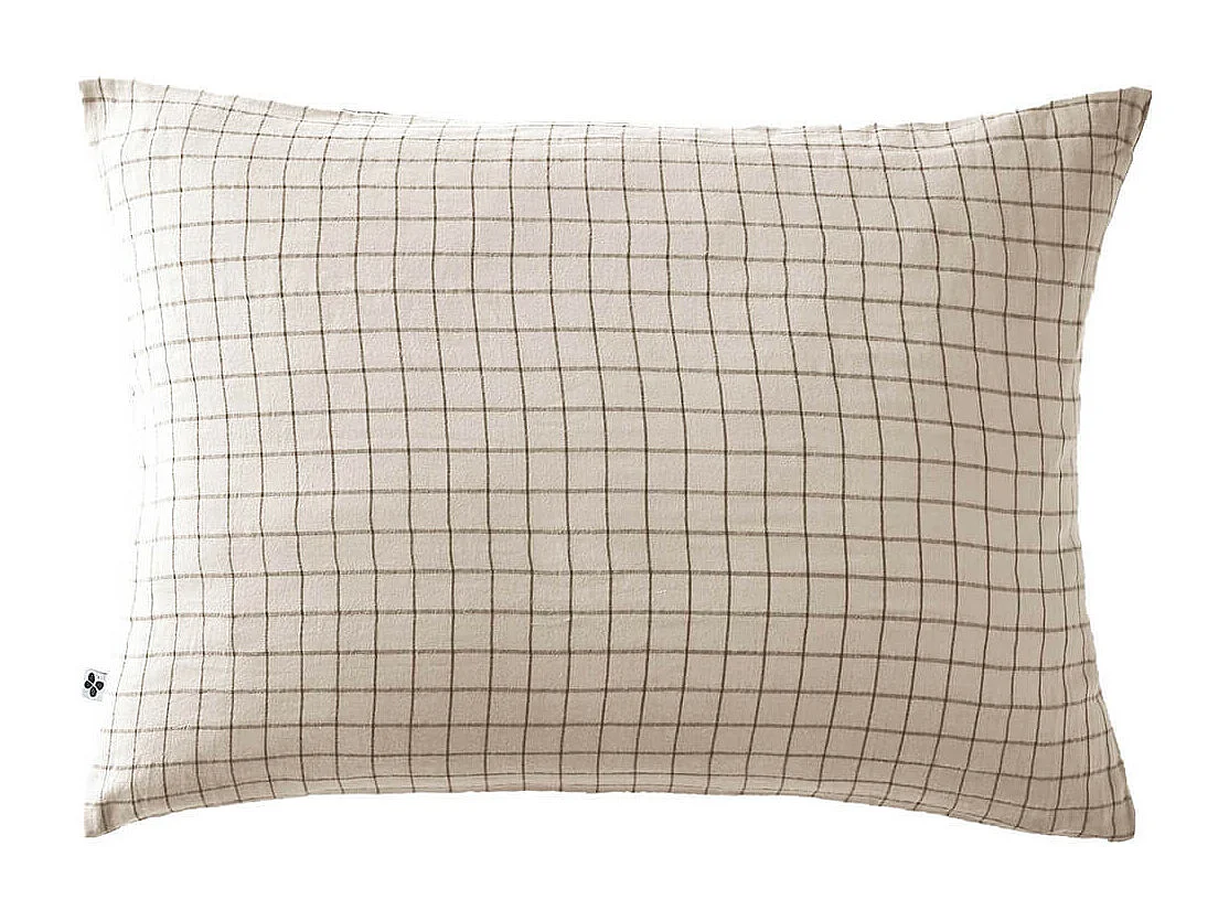 OUREA MOTIF - Taie d'Oreiller 50x70cm Gaze de Coton Pampa à Petits Carreaux