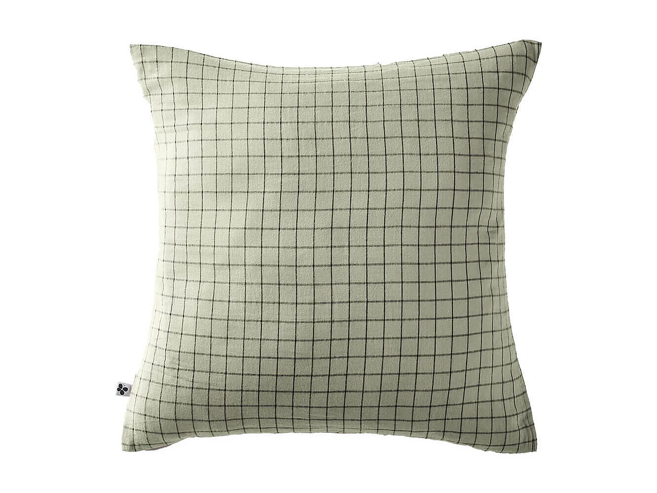 OUREA MOTIF - Taie d'Oreiller 60x60cm Gaze de Coton Vert d'Eau à Petits Carreaux