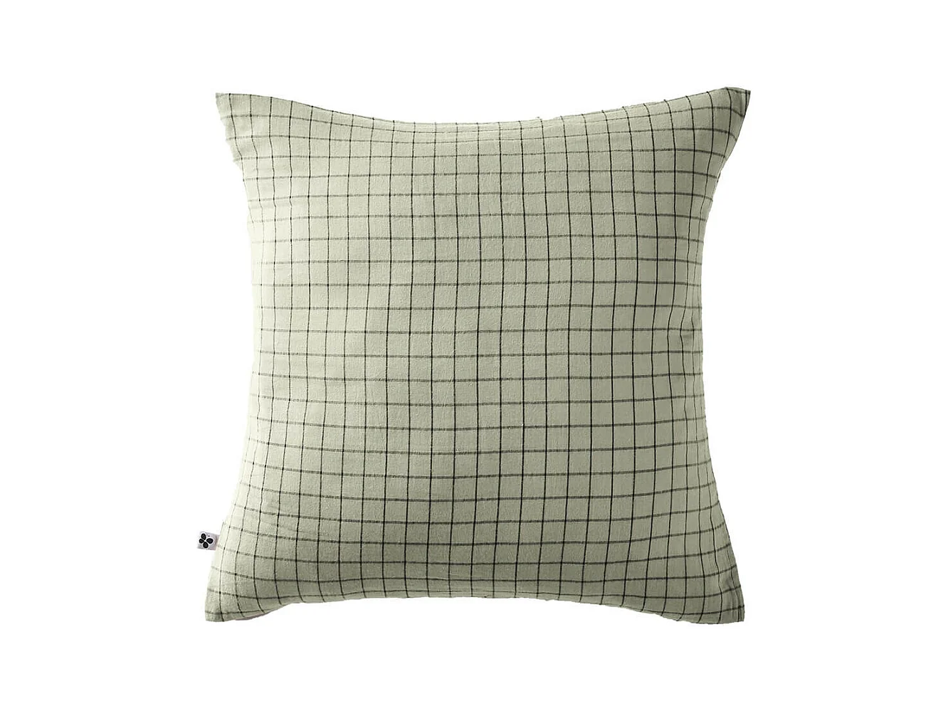 OUREA MOTIF - Taie d'Oreiller 60x60cm Gaze de Coton Vert d'Eau à Petits Carreaux