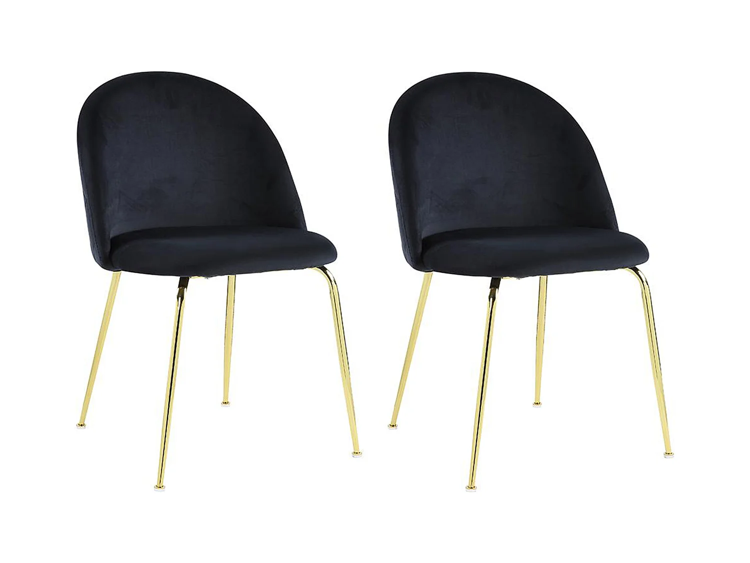 Stuhl 2er-Set - Samt & Goldfarbenes Metall - Schwarz - MELBOURNE