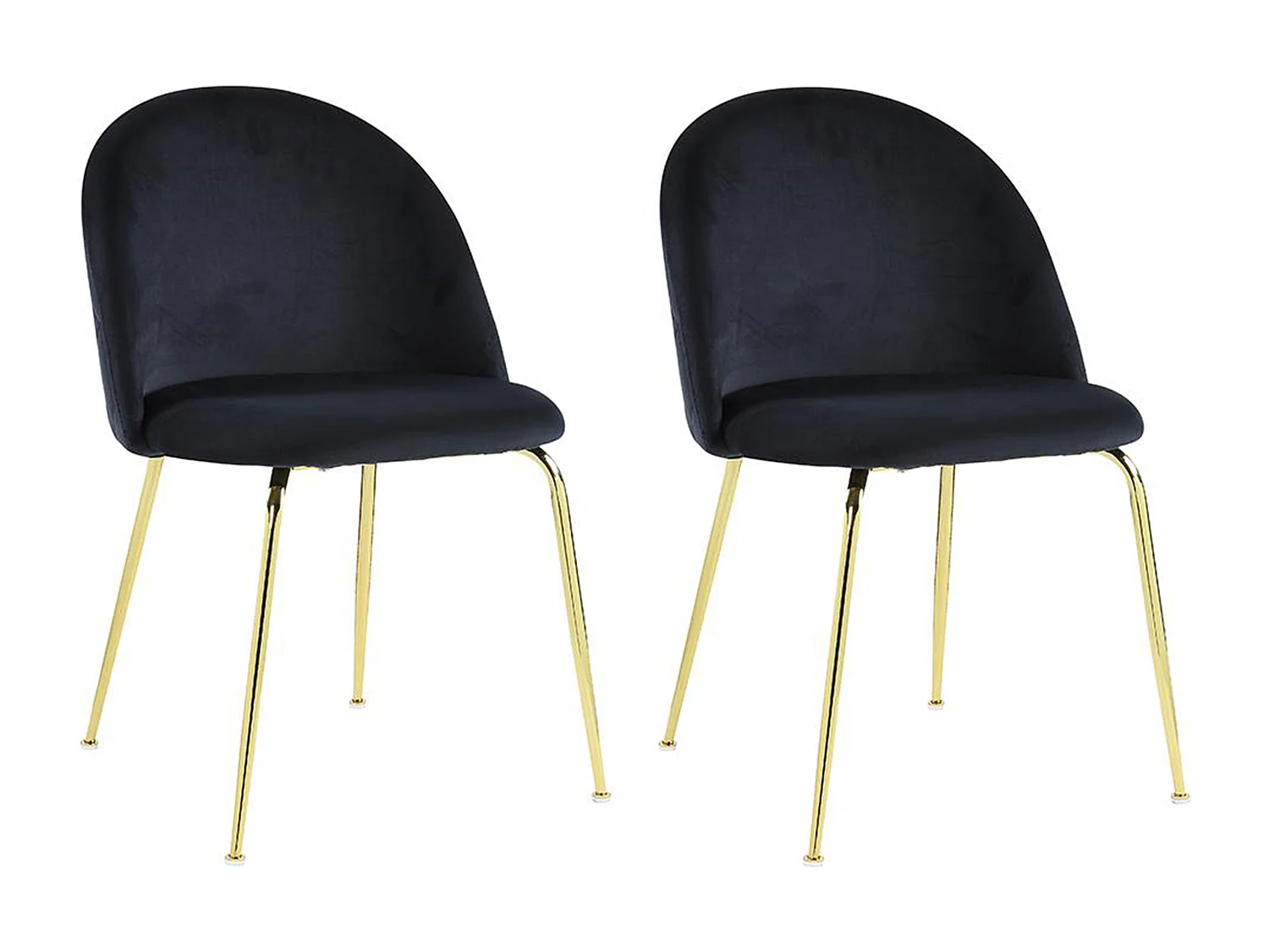 Set van 2 stoelen MELBOURNE - Fluweel en goudkleurig metaal - Zwart