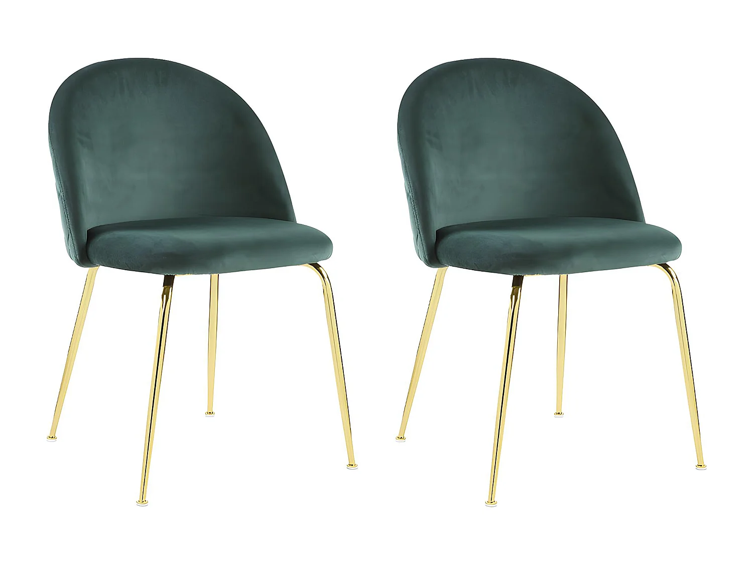 Lot de 2 chaises - Velours et acier inoxydable doré - Vert - MELBOURNE