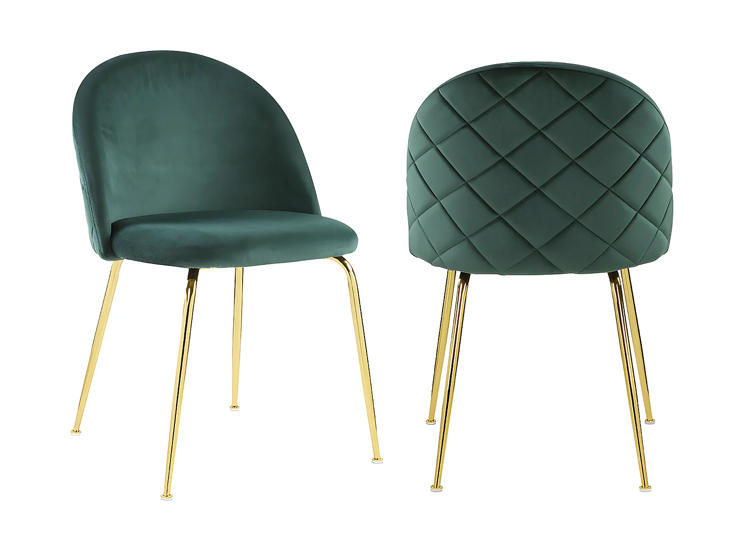 Juego de 2 sillas MELBOURNE - Terciopelo y metal dorado - Verde