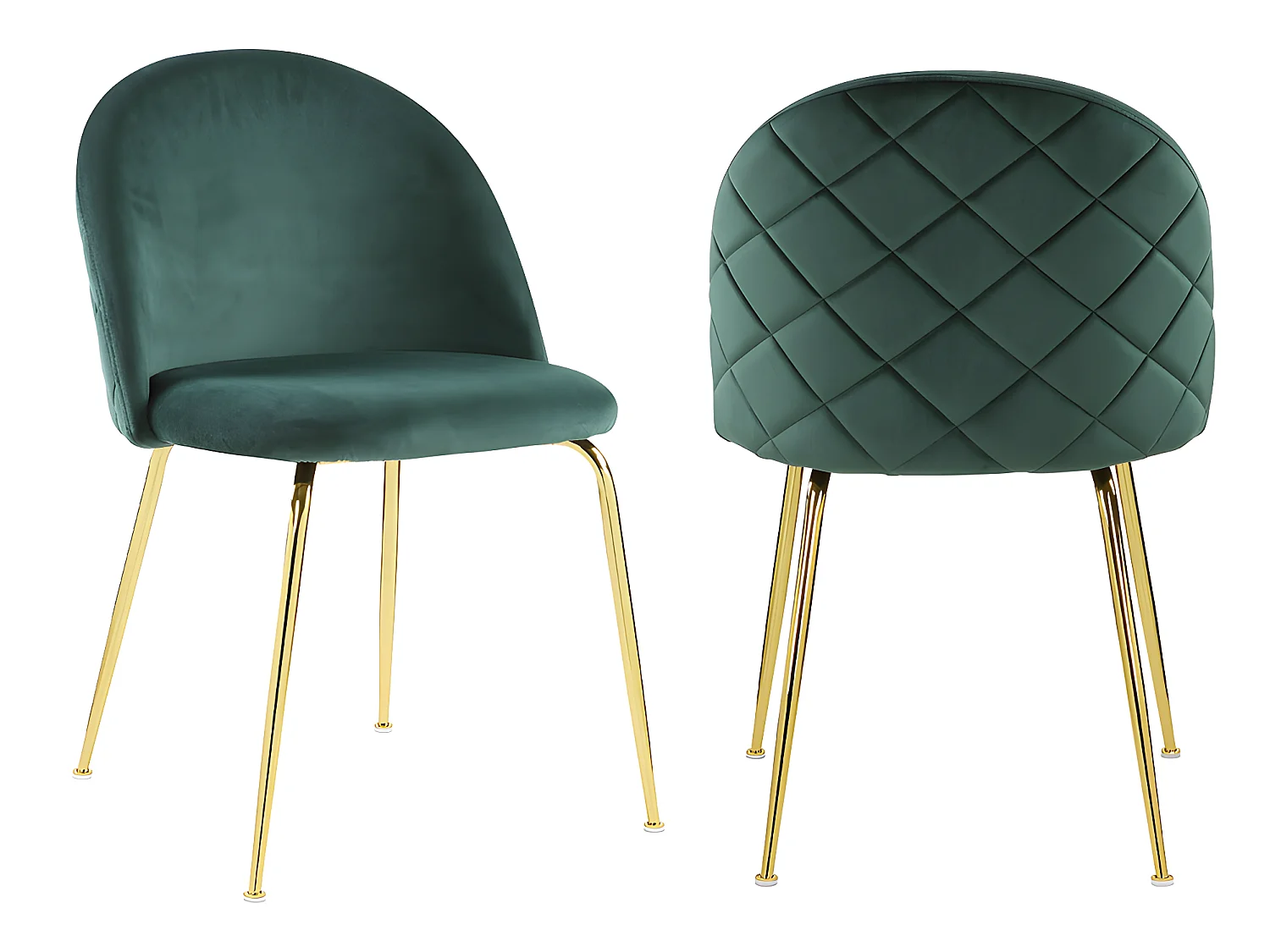 Set van 2 stoelen MELBOURNE - Fluweel en goudkleurig metaal - Groen