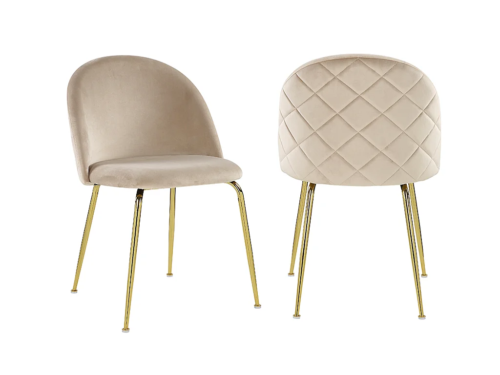 Juego de 2 sillas MELBOURNE - Terciopelo y metal dorado - Beige
