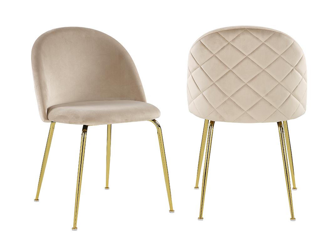 Set van 2 stoelen MELBOURNE - Fluweel en goudkleurig metaal - Beige