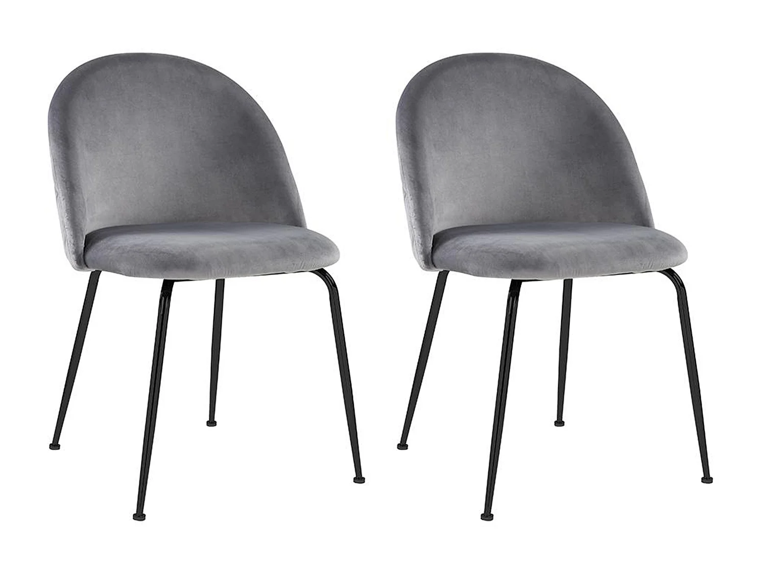 Lot de 2 chaises en velours et acier inoxydable noir - Gris - MELBOURNE