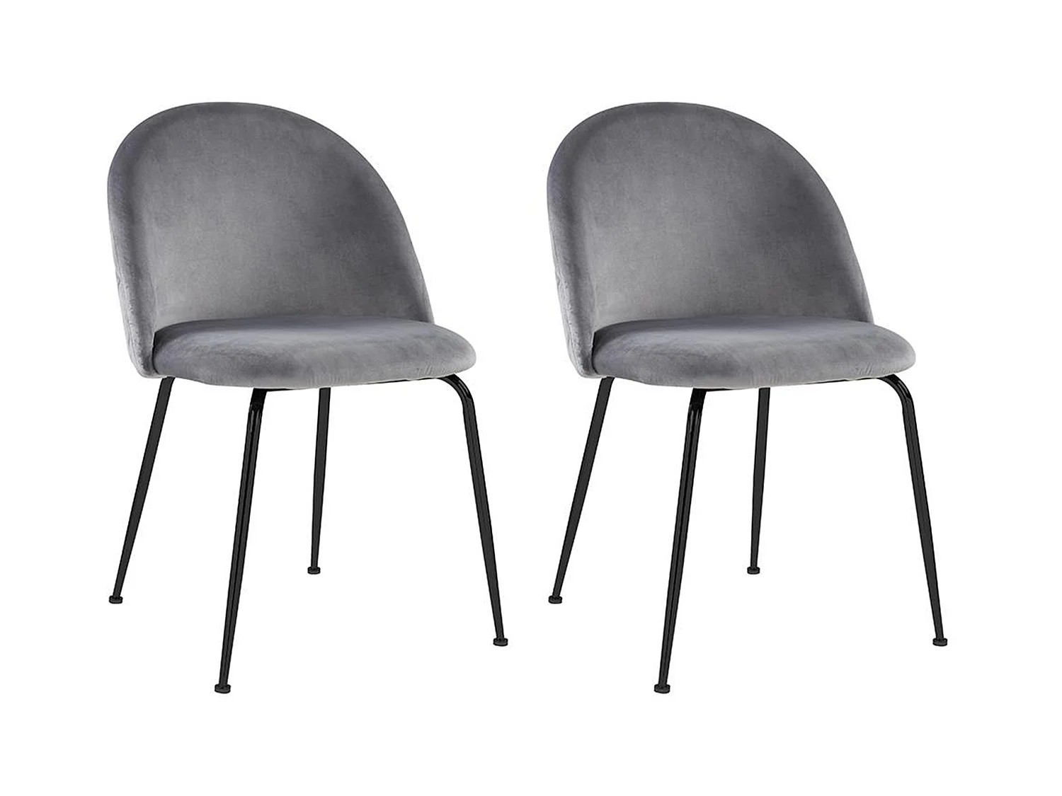 Juego de 2 sillas MELBOURNE - Terciopelo y metal negro mate - Gris