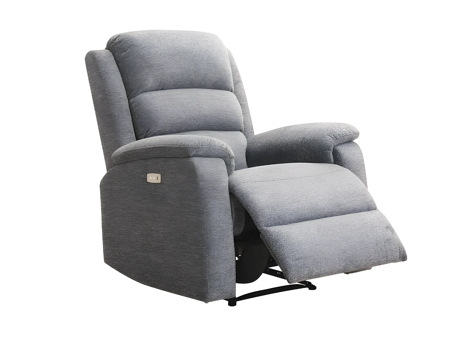 Couchgarnitur mit elektrischer Relaxfunktion 3+1 - Stoff - Grau - NEVERS