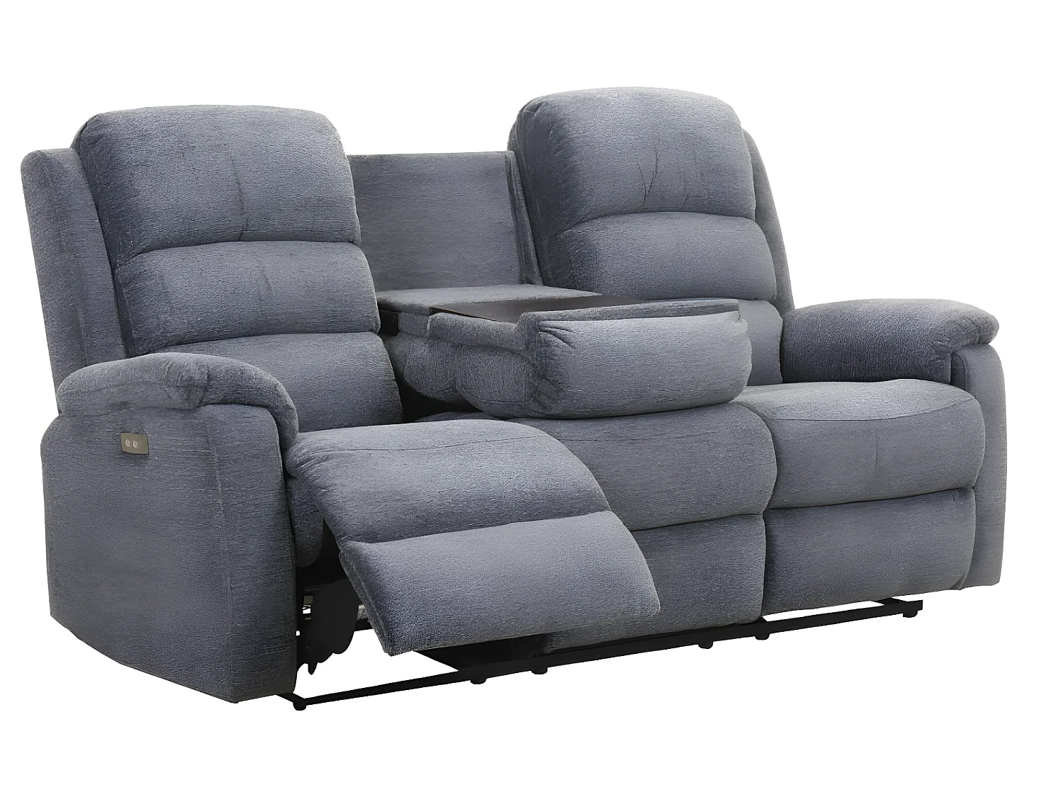 Divano relax elettrico 3+2 posti in tessuto Grigio - NEVERS