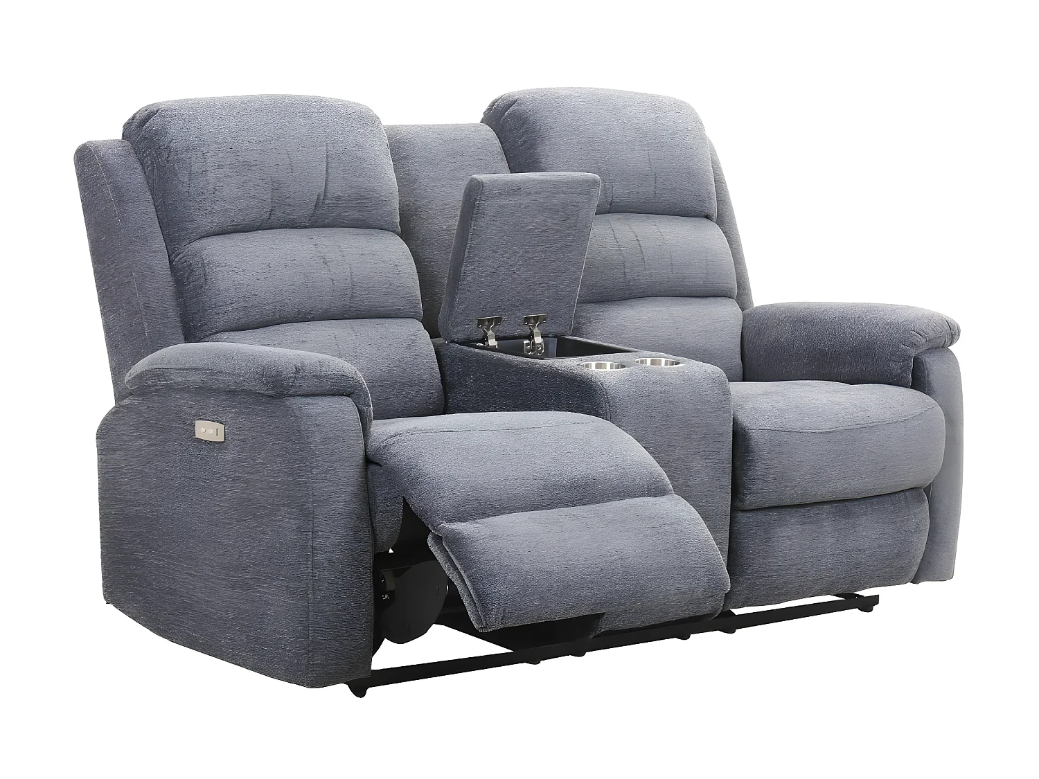 Couchgarnitur mit elektrischer Relaxfunktion 3+2+1 - Stoff - Grau - NEVERS