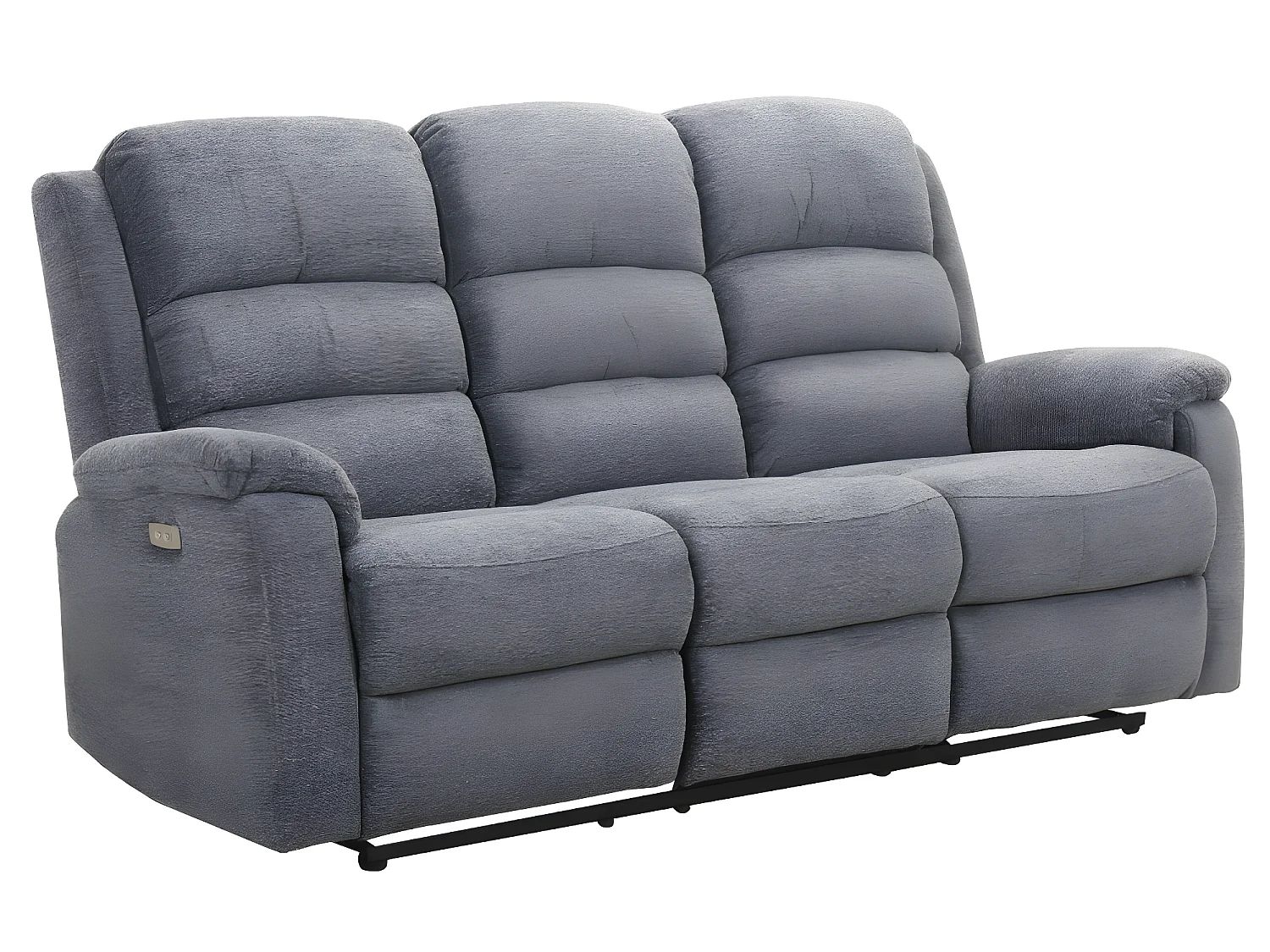 Couchgarnitur mit elektrischer Relaxfunktion 3+2+1 - Stoff - Grau - NEVERS