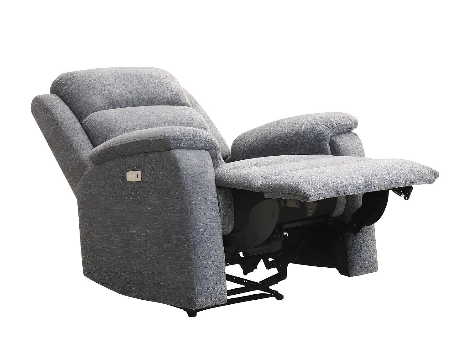 Canapés 3 places 2 places et un fauteuil relax électrique en tissu gris NEVERS