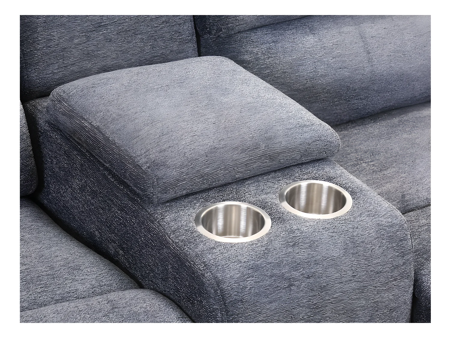 Canapés 3 places 2 places et un fauteuil relax électrique en tissu gris NEVERS