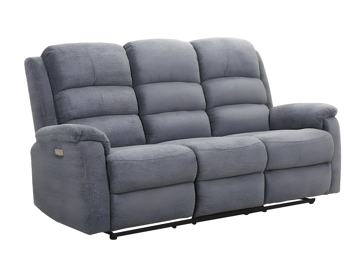Canapés 3 places 2 places et un fauteuil relax électrique en tissu gris NEVERS