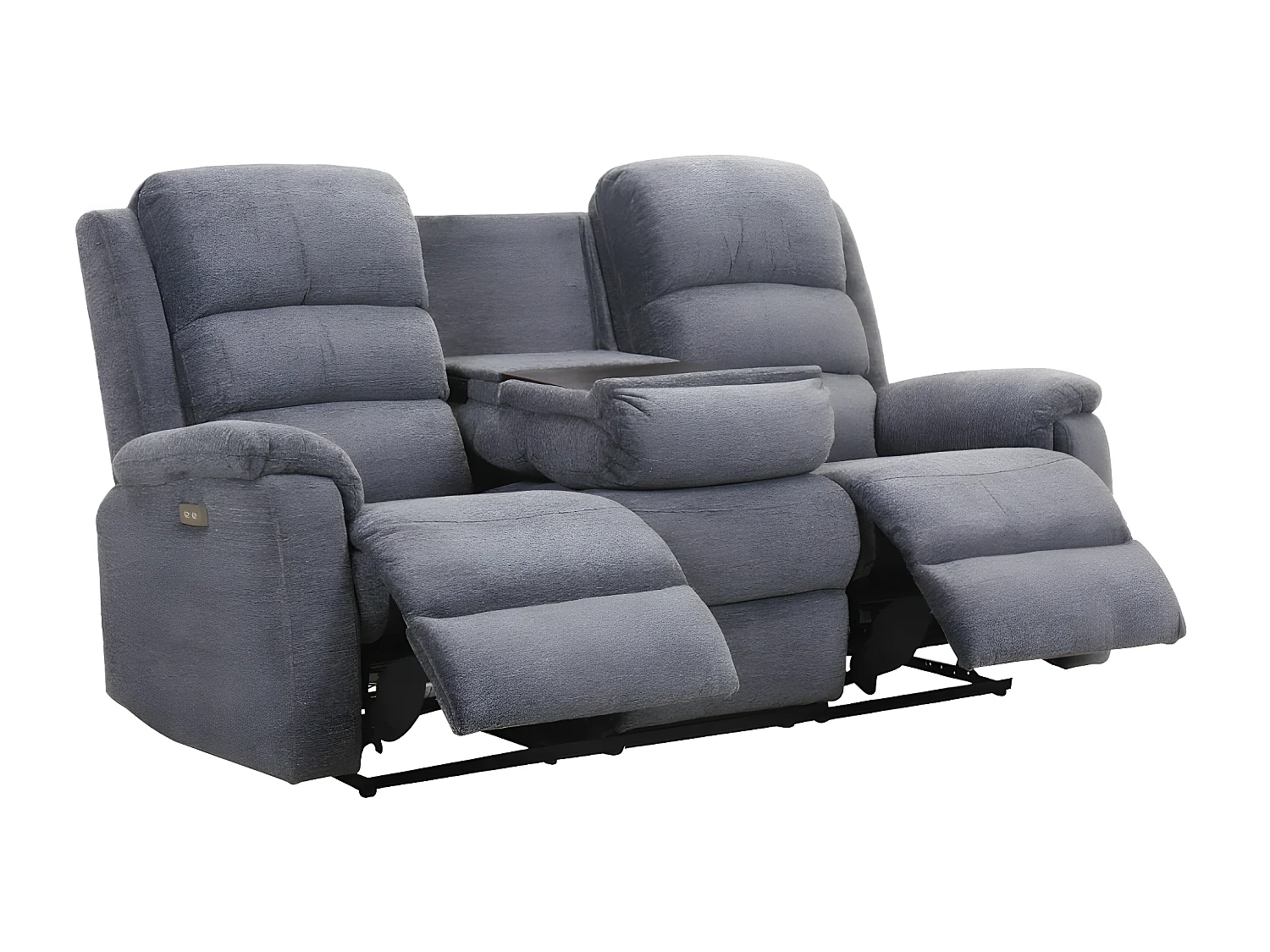 Canapés 3 places 2 places et un fauteuil relax électrique en tissu gris NEVERS