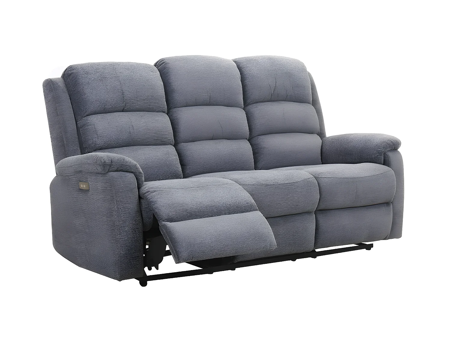 Canapés 3 places 2 places et un fauteuil relax électrique en tissu gris NEVERS