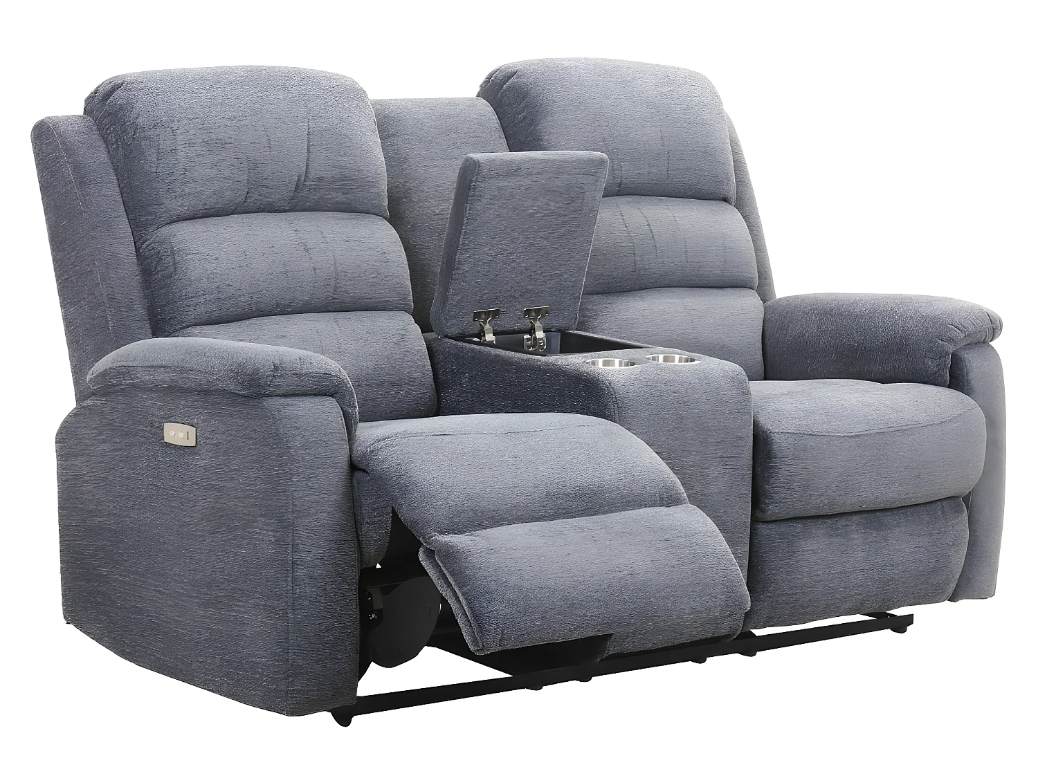 Canapés 3 places 2 places et un fauteuil relax électrique en tissu gris NEVERS