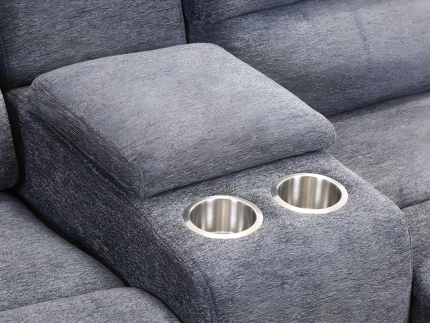 Canapés 3 places 2 places et un fauteuil relax électrique en tissu gris NEVERS