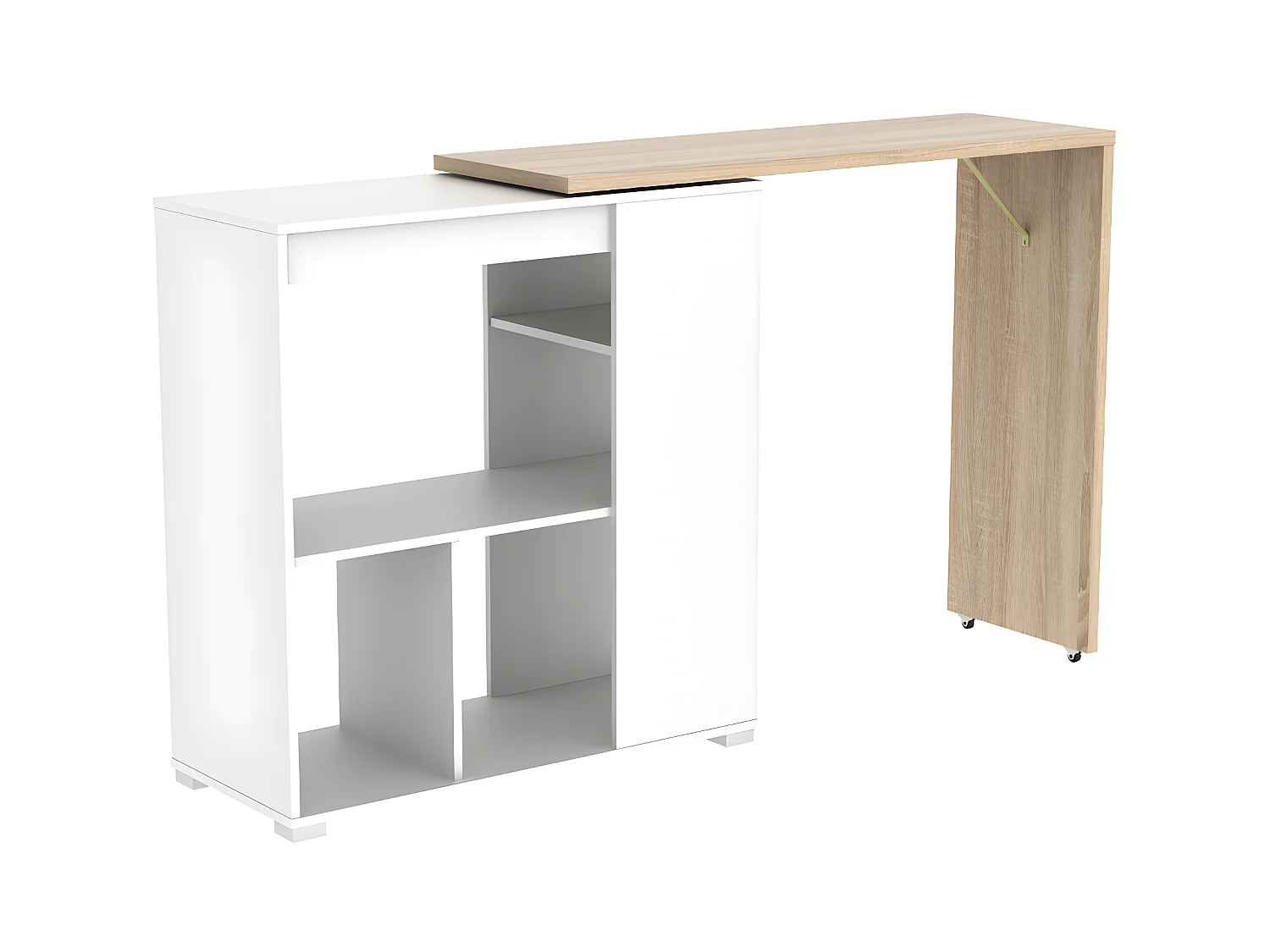 Mueble de bar pivotante SATURNE - Blanco y roble