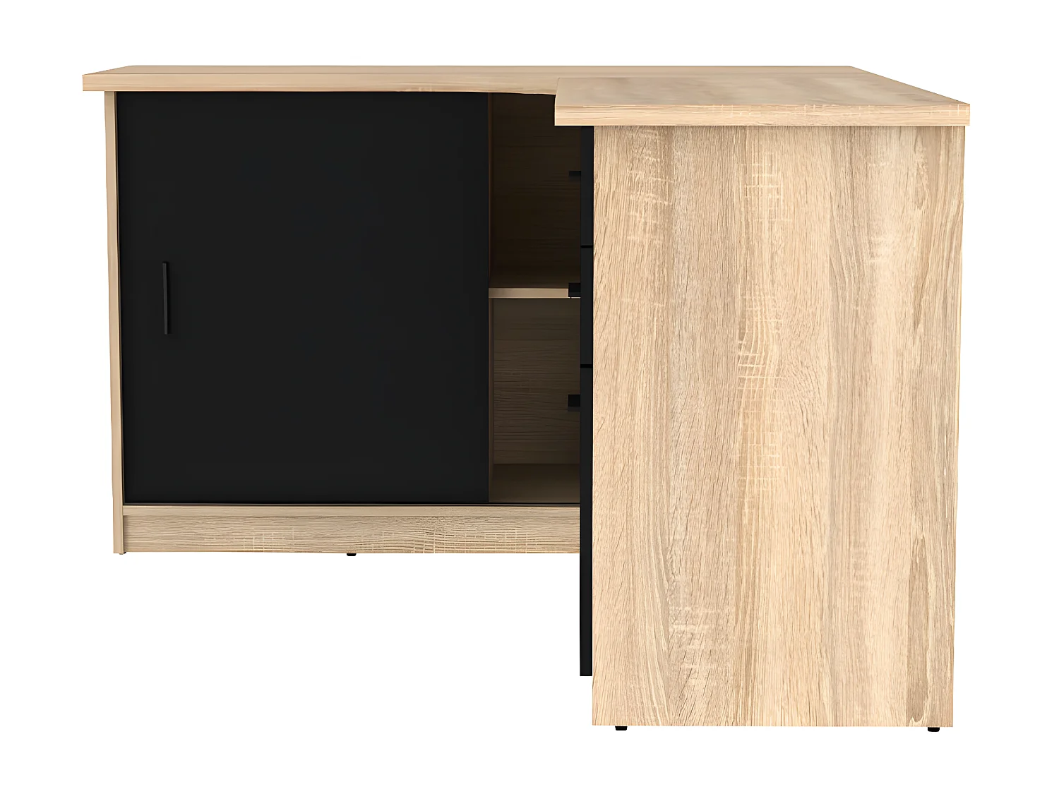 Hoekbureau NORWY - 2 deuren en 2 lades - Eiken en zwart