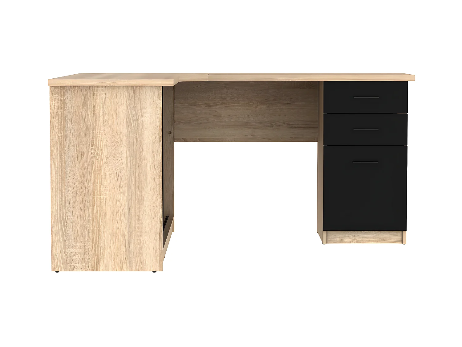 Hoekbureau NORWY - 2 deuren en 2 lades - Eiken en zwart