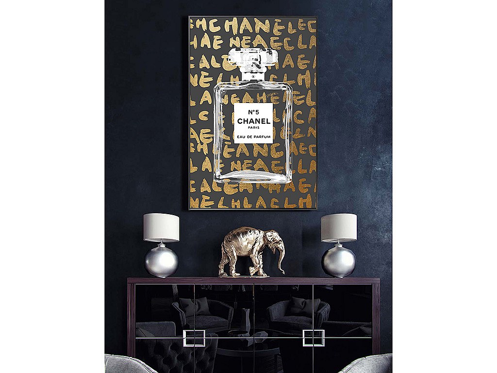 Lienzo enmarcado DARK - 60 x 90 x 2,5 cm - dorado y negro