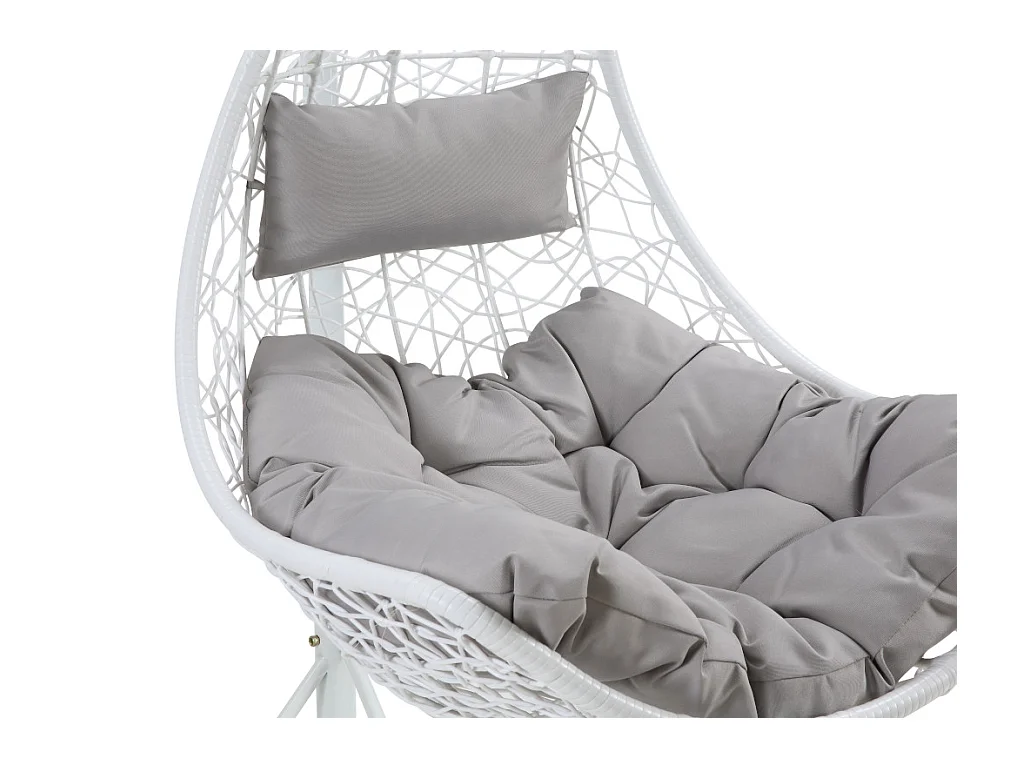 Hängesessel - Polyrattan - Weiß mit grauen Kissen - OROSI von MYLIA