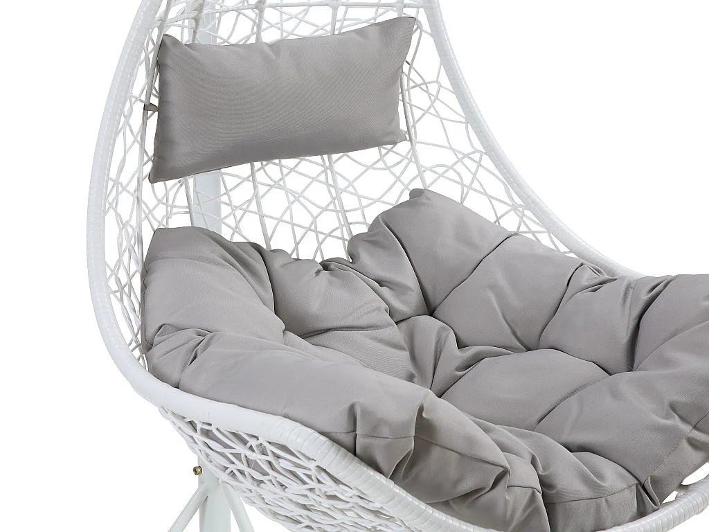 Sillón colgante de resina trenzada - Blanco con cojines grises - OROSI de MYLIA