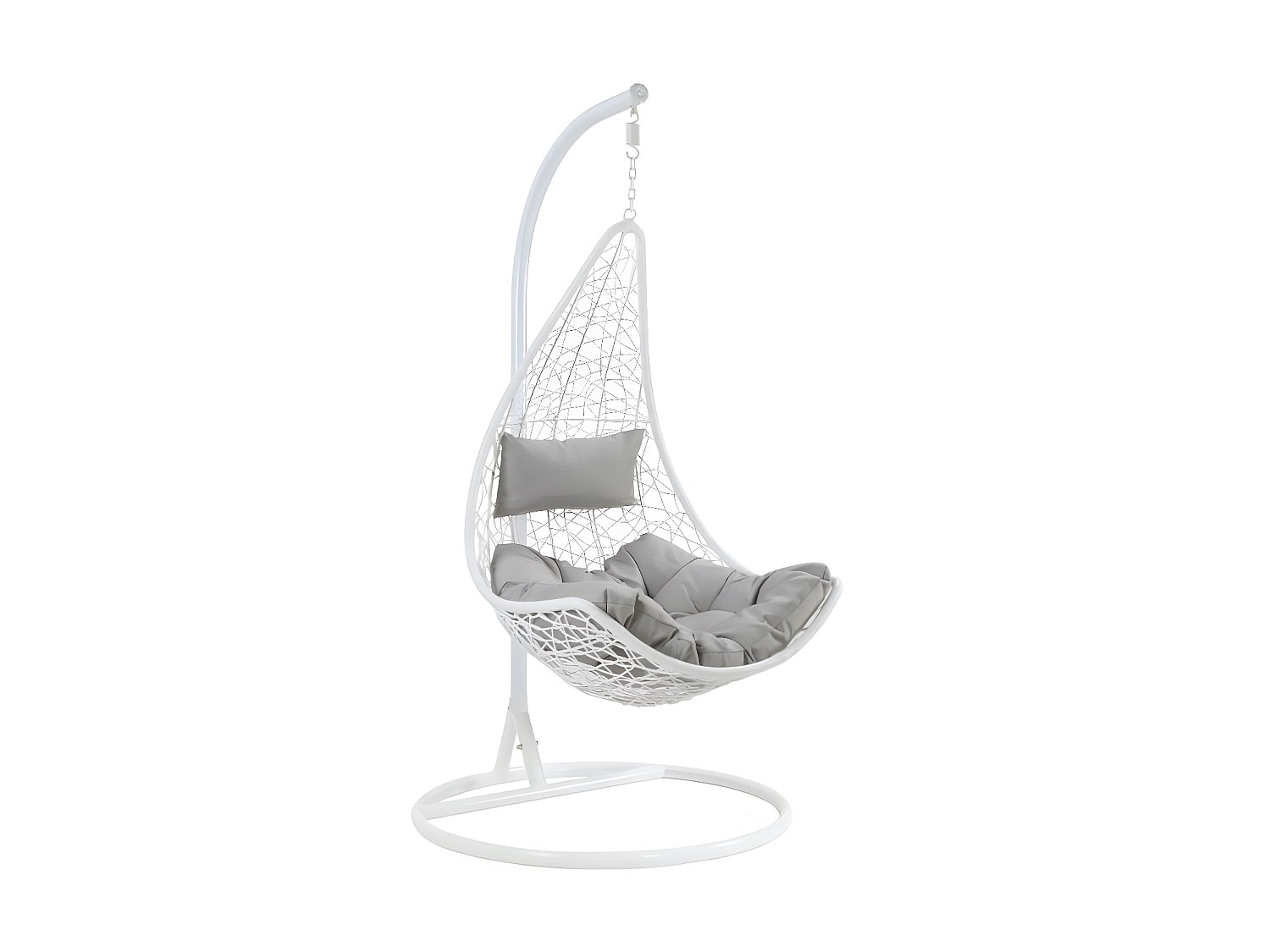 Hängesessel - Polyrattan - Weiß mit grauen Kissen - OROSI von MYLIA