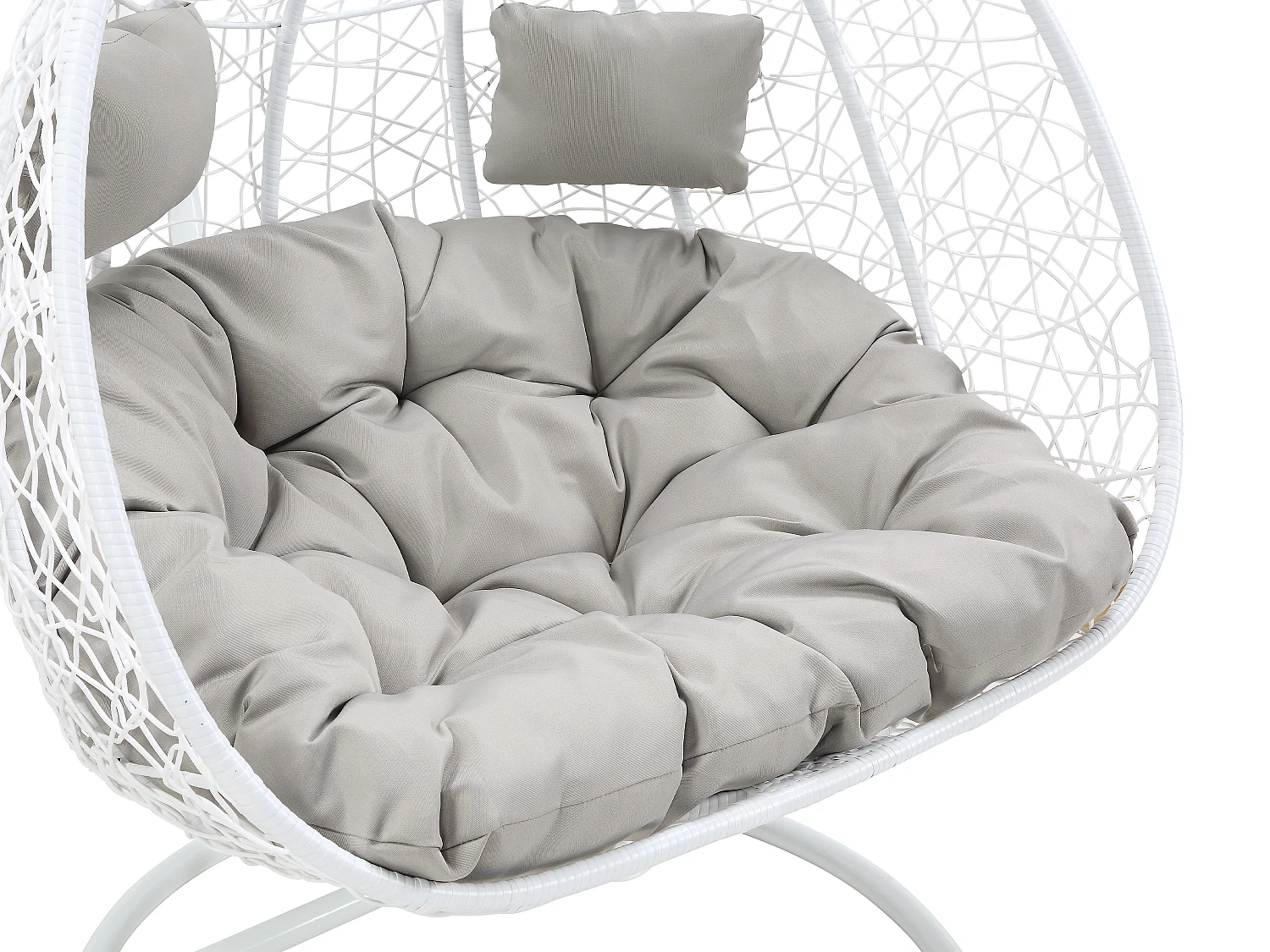 Hängesessel 2-Sitzer Polyrattan - Weiß mit grauen Kissen - CAYAMBE von MYLIA