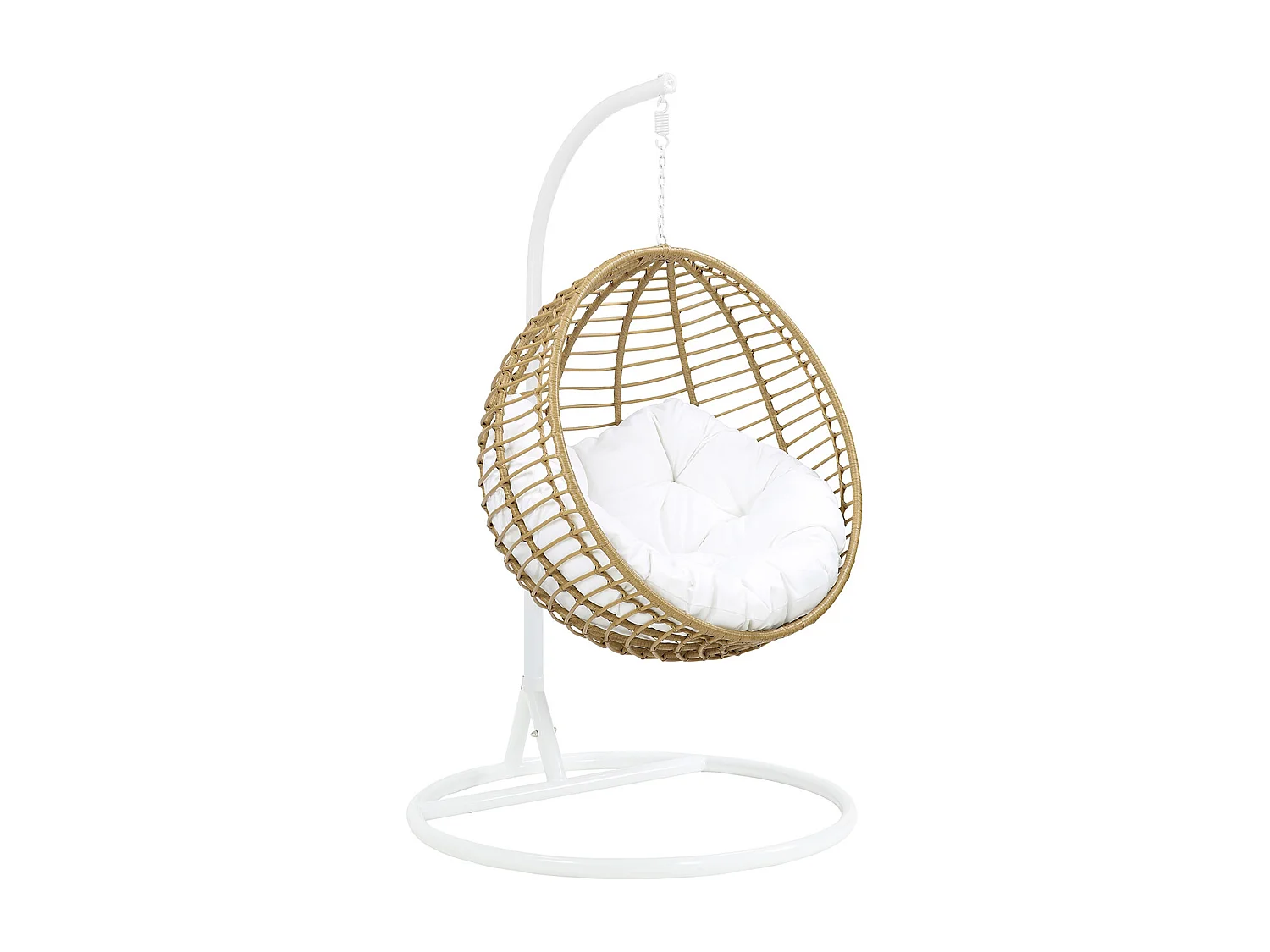 Fauteuil suspendu en résine tressée - Naturel clair avec coussin blanc - BONTOC de MYLIA