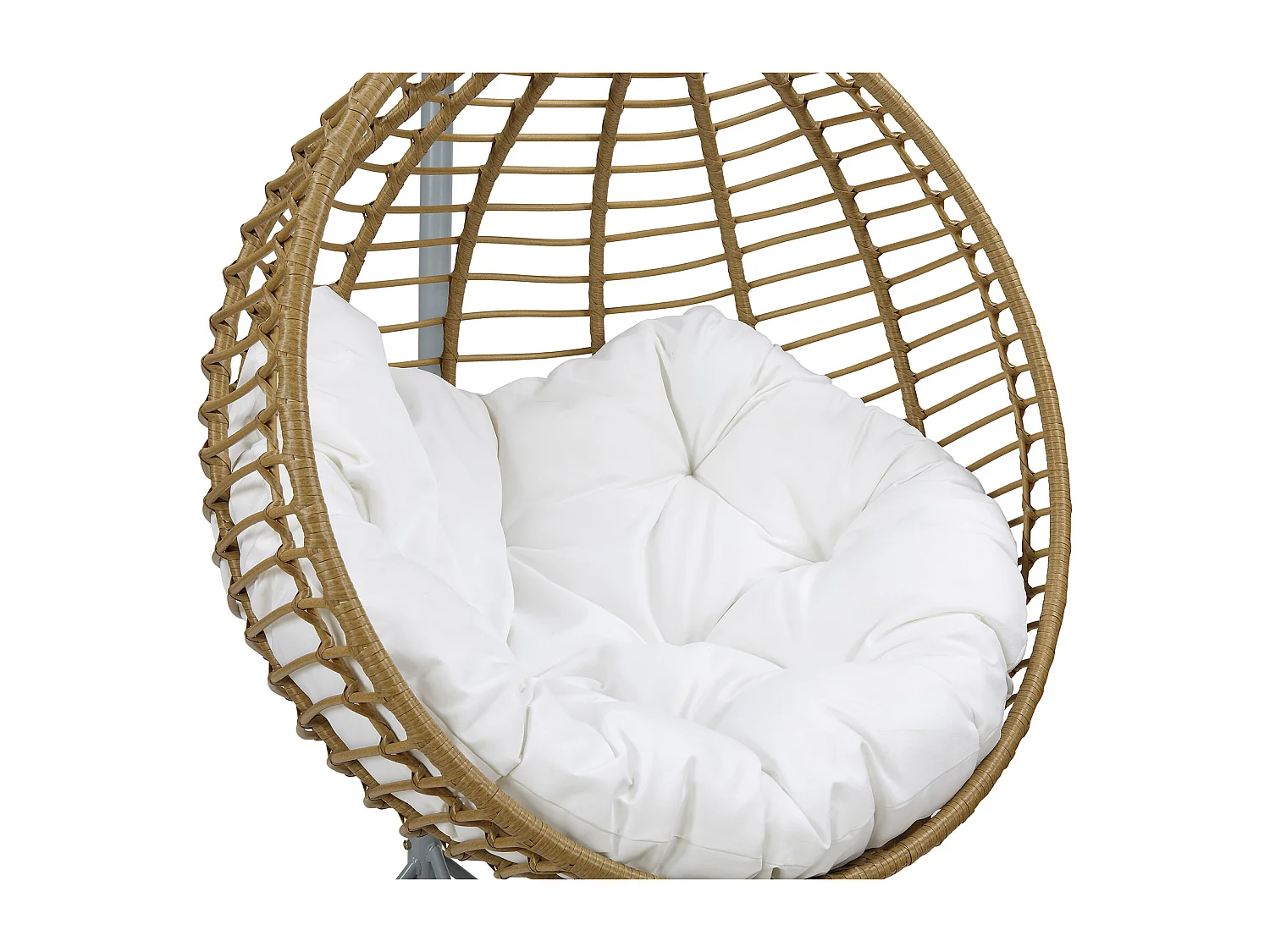 Fauteuil suspendu en résine tressée - Naturel clair avec coussin blanc - BONTOC de MYLIA