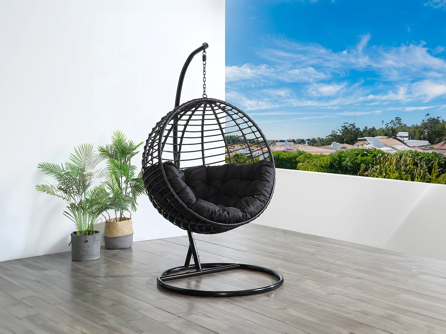 Fauteuil suspendu en résine tressée - Noir - BONTOC de MYLIA