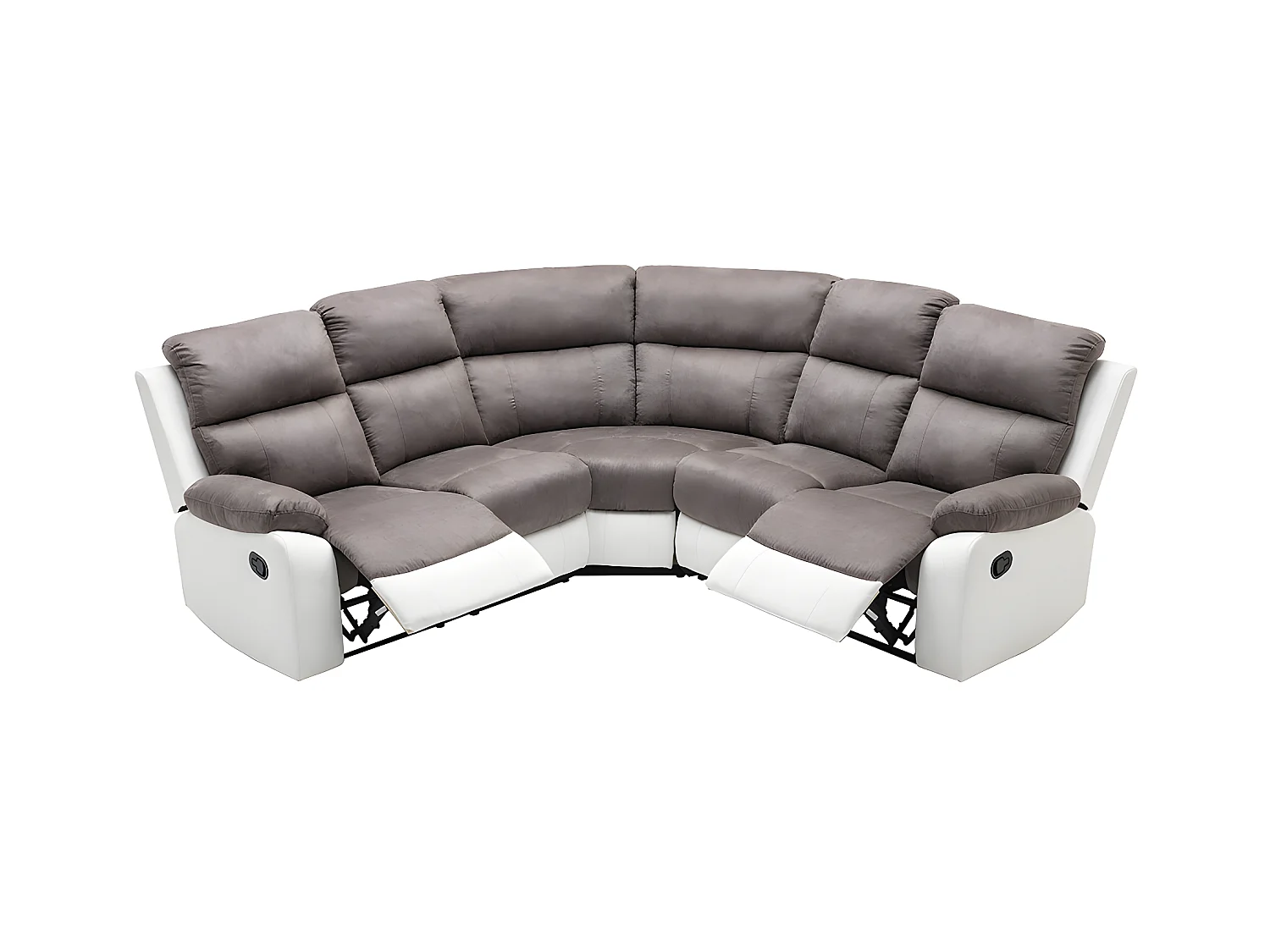Canapé d'angle relax gris et blanc en microfibre et simili TOLZANO