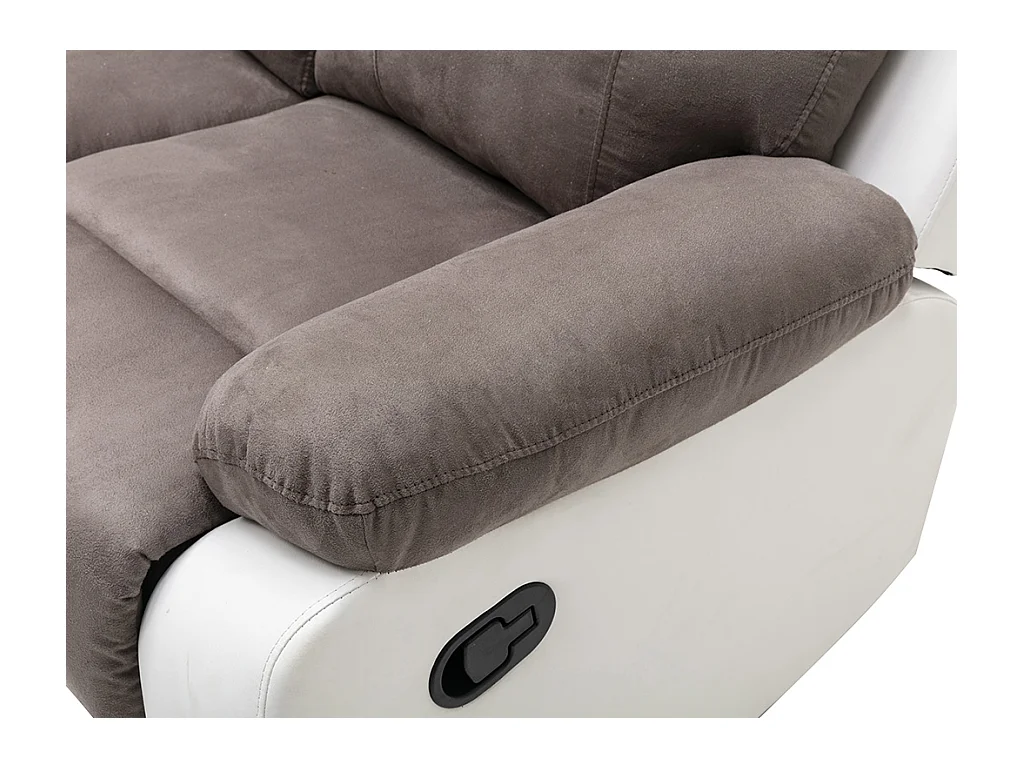 Divano angolare relax in Microfibra e Similpelle Grigio e Bianco - TOLZANO