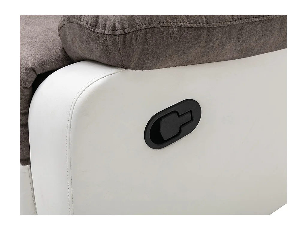Divano angolare relax in Microfibra e Similpelle Grigio e Bianco - TOLZANO