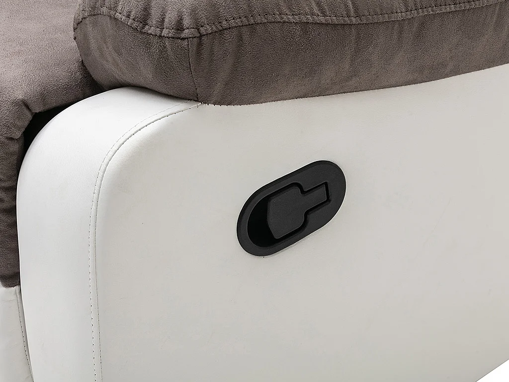 Canapé d'angle relax gris et blanc en microfibre et simili TOLZANO